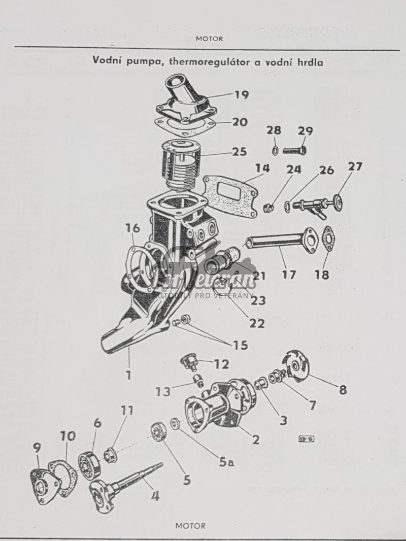 Vodní pumpa kompletní - originál ŠKODA Spartak, Octavia, Felicia, 1202 ; 109050000